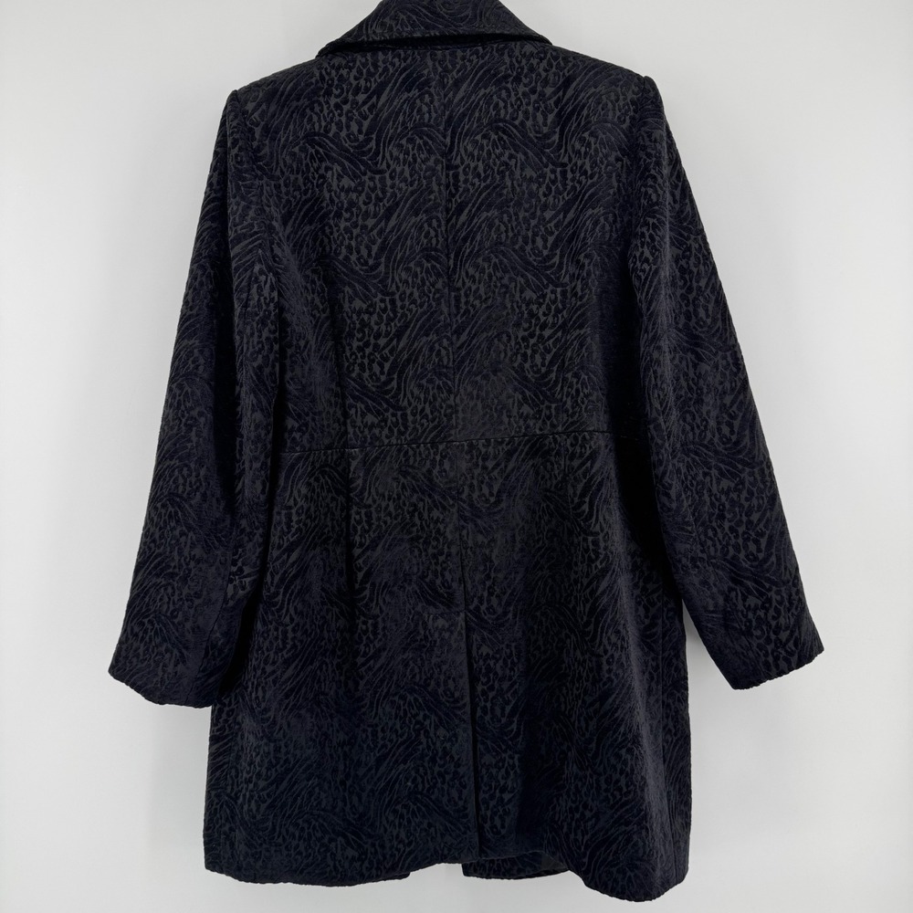 Chico's Black Velvet Animal Print Coat 1 M Whimsigoth Goth Witchy Dark Romantic - Picture 3 of 13